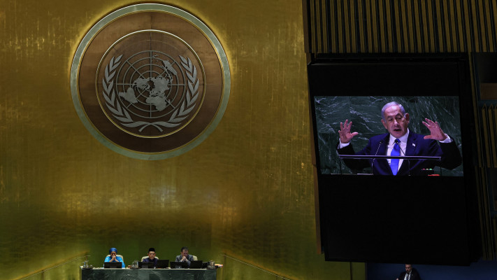 בנימין נתניהו באו''ם (צילום: Reuters/BRENDAN MCDERMID)