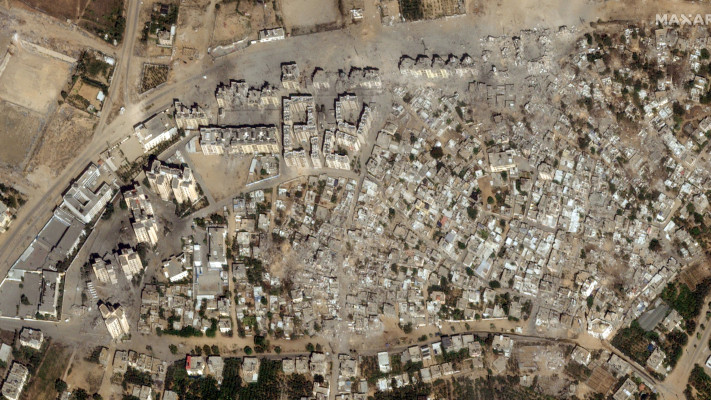 תמונת לוויין: הרס רב בבית חאנון  (צילום: Maxar Technologies/Handout via REUTERS)