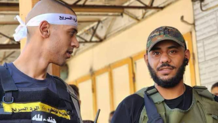 ראש הזרוע הצבאית של חמאס בטולכרם וראש הזרוע הצבאית של הפת''ח (גדודי חללי אלאקצא) (צילום: רשתות ערביות)