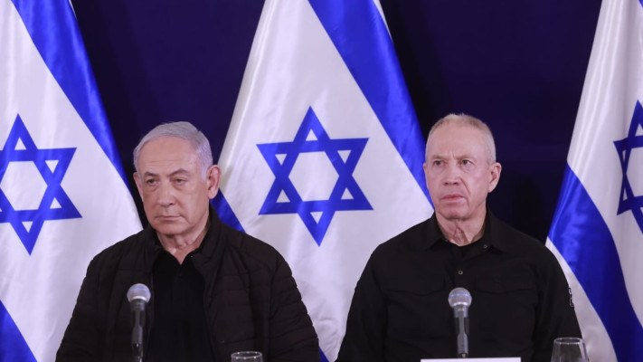 בנימין נתניהו ויואב גלנט במסיבת עיתונאים (צילום: מרק ישראל סלם)