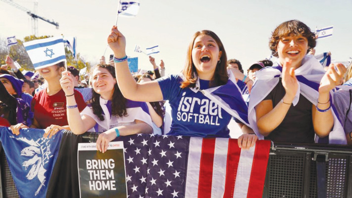 משתתפים בהפגנה פרו ישראלית בארצות הברית (צילום: ראלף אלסוונג, הפדרציות היהודיות של צפון אמריקה)