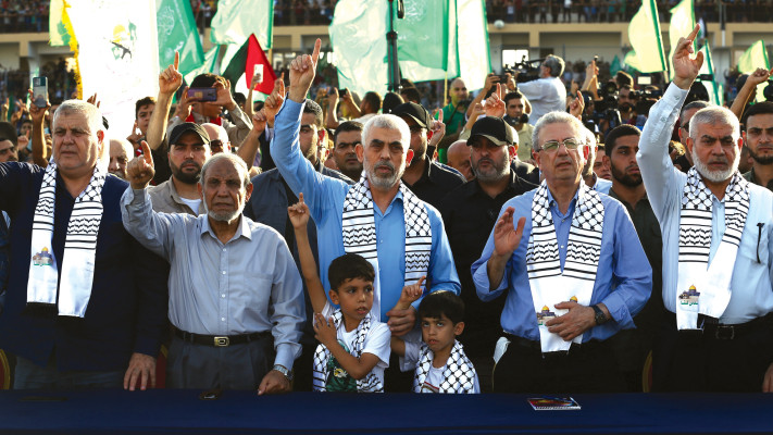 צמרת חמאס בעצרת בעזה אשתקד (צילום: עטיה מוחמד, פלאש 90)
