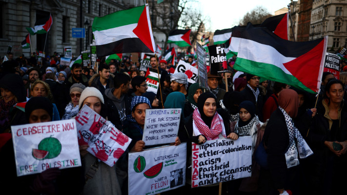 מחאה פרו פלסטינית בלונדון (צילום: AFP via Getty Images)