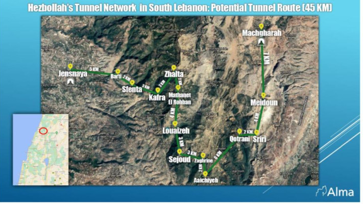 מנהרת אסטרטגיה של חיזבאללה, על פי הערכת מכון מחקר עלמא (צילום: מכון מחקר עלמא)