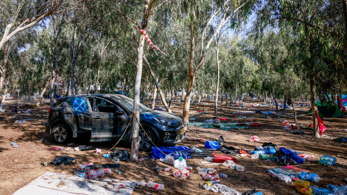 זירת הטבח במסיבת הטבע ברעים (צילום: חיים גולדברג, פלאש 90)