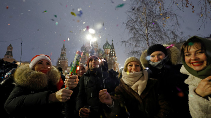 חגיגות השנה האזרחית החדשה במוסקבה, רוסיה (צילום: רויטרס)