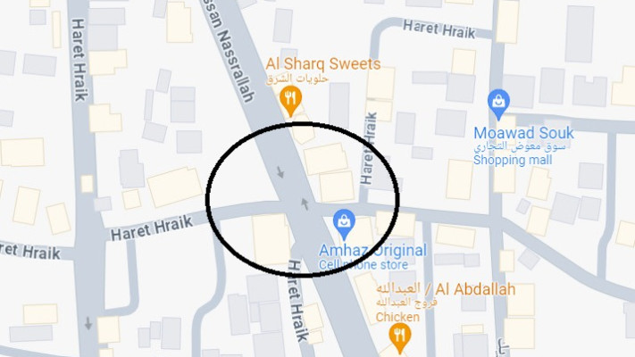 אזור הפיצוץ בדרום ביירות שבלבנון