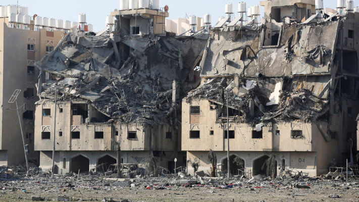 הרס בעזה (צילום: REUTERS/Ahmed Zakot)