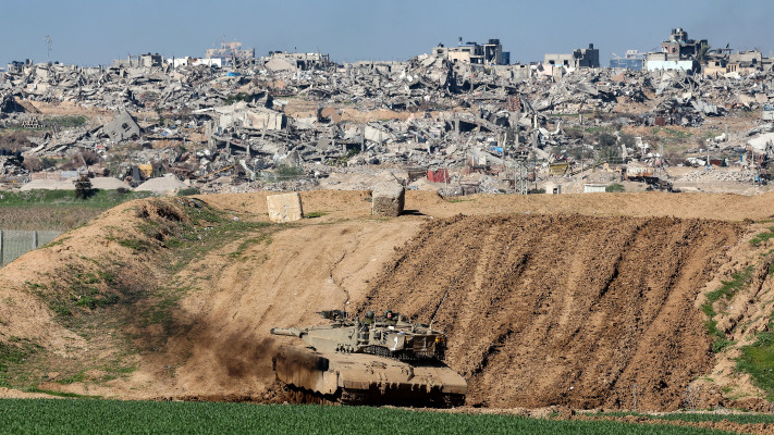 טנק צה''לי על גבול הרצועה (צילום: AFP via Getty Images)