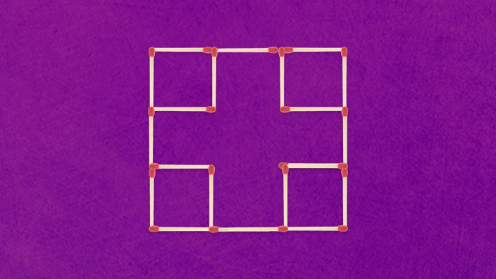 הזיזו רק שני גפרורים כדי ליצור 7 ריבועים