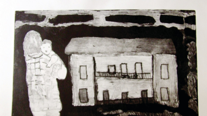 הביתה: יצירה של זוהר מורג, תצריב בטכניקה מעורבת