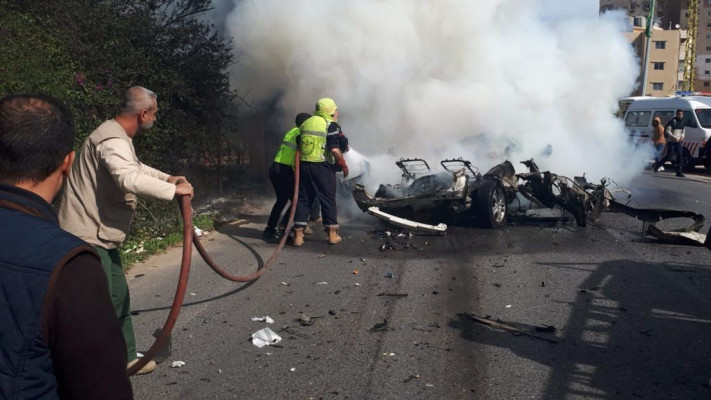 תקיפת הרכב בדרום לבנון (צילום: רשתות ערביות)