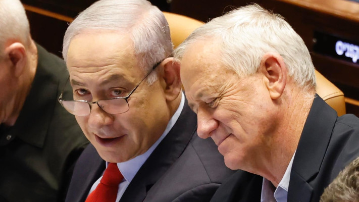 בנימין נתניהו ובני גנץ בישיבה על הגדלת התקציב, מרץ 2024