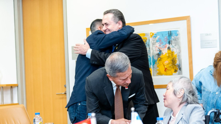 ליאורה ארגמני, שר החוץ הסינגפורי ויויאן בלאקרישנאן, ישראל כ''ץ