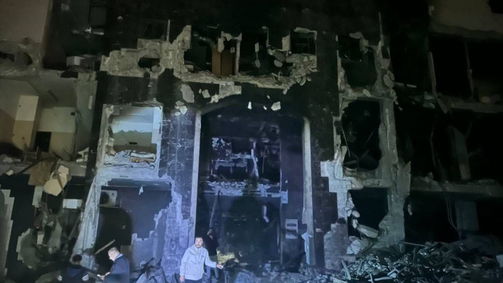 ההרס בבית החולים שיפא (צילום: רשתות ערביות)