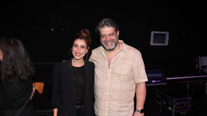 שני כהן ויניב סוויסה בפרימיירה של שני כהן בפרימיירה של ''הקומדיה על שוד הבנק''  (צילום: אור גפן)