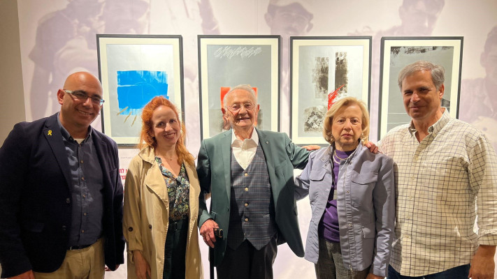 איתן סטיבה, קולט אביטל, צבי גיל, סתיו שפיר ויגאל כהן (צילום: באדיבות בית לוחמי הגטאות)