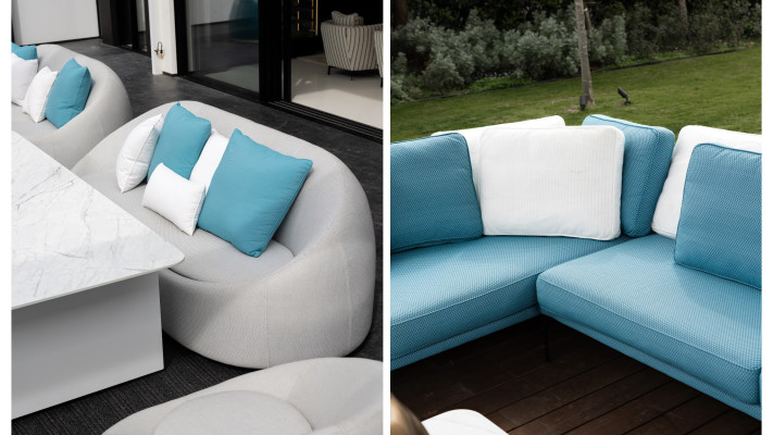 המרפסת כסלון אירוח. ספות לורן ודובלה של ניסו רהיטי יוקרה