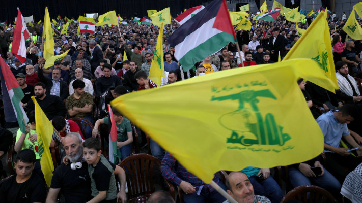 תומכי חיזבאללה בנאומו של נסראללה (צילום: gettyimages)