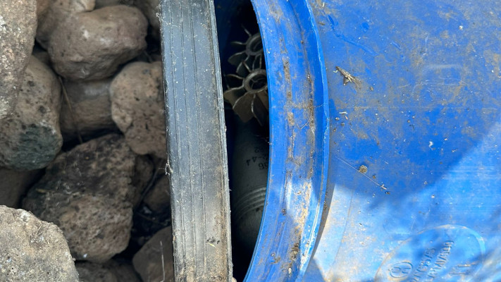 החבית שבה הוסלקו פצצות המרגמה בצפון