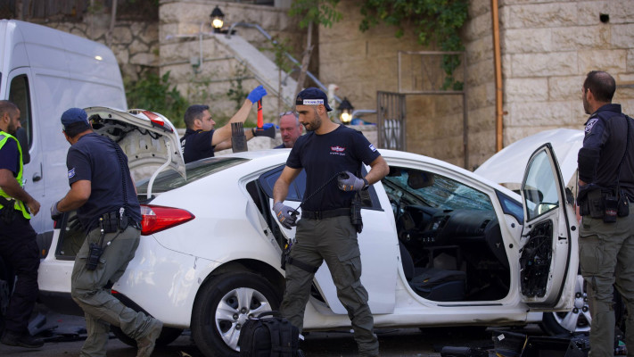 זירת פיגוע הדריסה בירושלים (צילום: דוברות המשטרה)