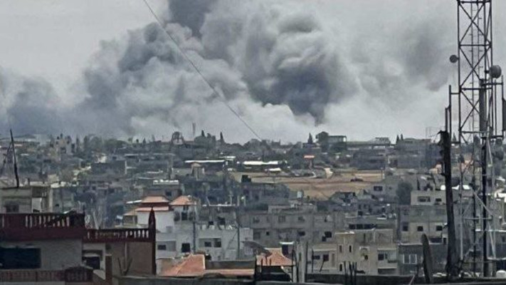 הפצצות במזרח רפיח  (צילום: רשתות ערביות)