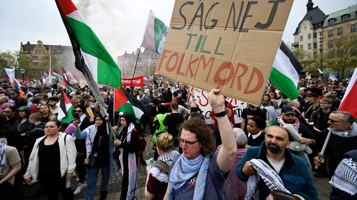 הפגנות פרו פלסטיניות במאלמו (צילום: News Agency/Johan Nilsson via REUTERS)