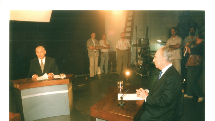 בנימין נתניהו ושמעון פרס בעימות 96