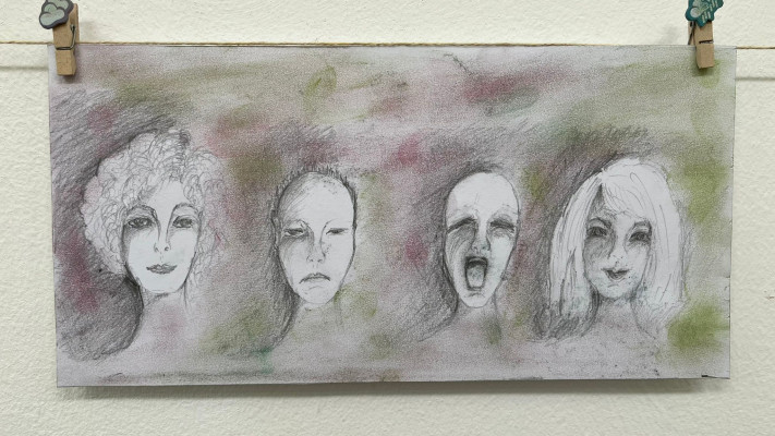 ציור של לביאה פישר שלו מתוך התערוכה ''מעבר לחומר''