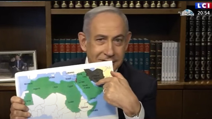 נתניהו בריאיון לטלוויזיה הצרפתית עם מפה לא נכונה