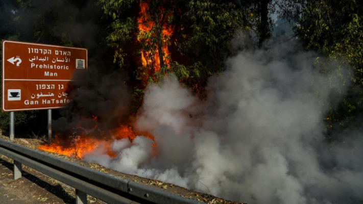 שריפת ענק בצפון כתוצאה מירי רקטות