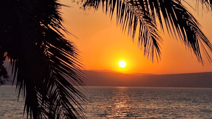 סוף יום שרבי, שקיעה בחוף שיזף בכנרת (צילום: אושרי בן דור, איגוד ערים כינרת)