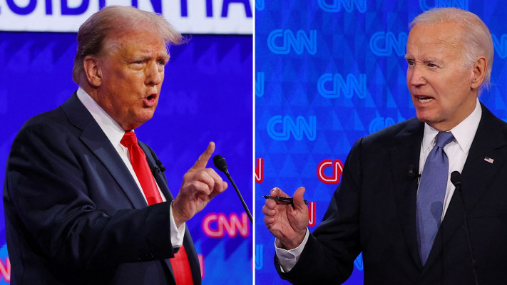 העימות בין ג'ו ביידן לדונלד טראמפ (צילום: REUTERS/Brian Snyder)