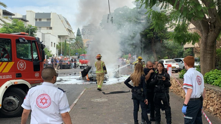 זירת הפיצוץ בהרצליה