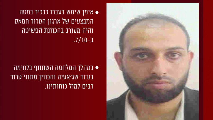 אימן שוידח, בכיר בזרוע הצבאית של חמאס שחוסל (צילום: דובר צה''ל)