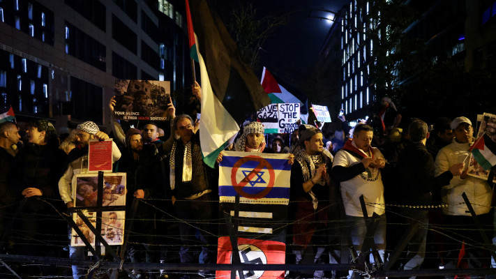 הפגנות פרו פלסטיניות בבריסל, בלגיה (צילום: REUTERS/Johanna Geron)