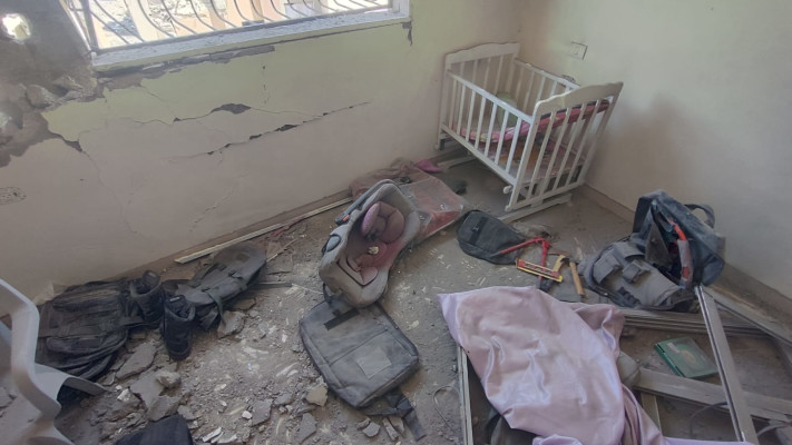 עריסה בחדר שאותר בו קודם לכן אמל''ח, רצועת עזה