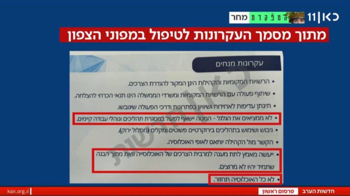 הסעיפים של פרויקטור הצפון כפי שפורסמו בכאן 11 (צילום: באדיבות כאן 11)