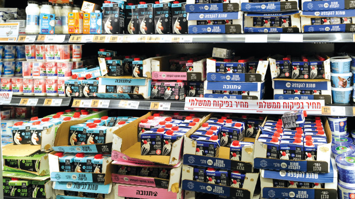 מדפי מוצרי חלב בסופרמרקט (צילום: מיכאל גלעדי, פלאש 90)