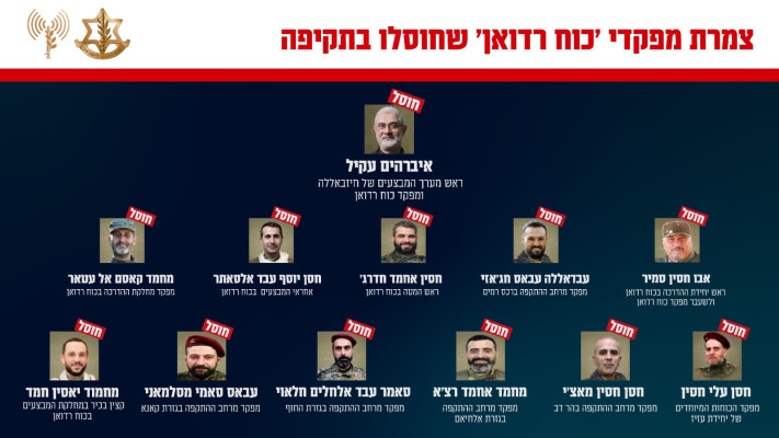 צמרת מפקדי כוח רדואן שחוסלו בתקיפה (צילום: דובר צה''ל)