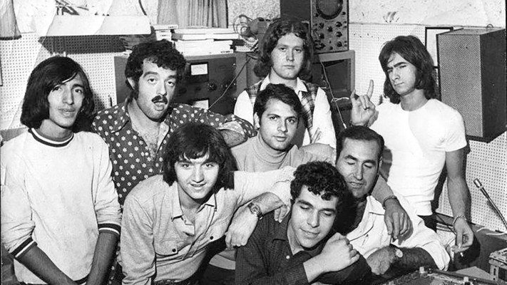 עוזי והסגנונות באולפן ההקלטות קולינור 1968 (צילום: באדיבות מאיר ישראל)