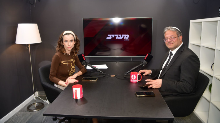 אנה ברסקי וח''כ איתמר בן גביר השר לביטחון לאומי ויו''ר מפלגת עוצמה יהודית (צילום: אבשלום ששוני)