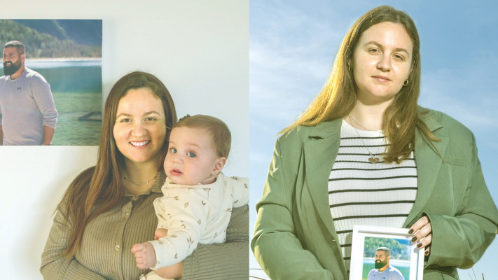 מימין: שחר נעים בדצמבר 2023, משמאל: שחר ובנה רפאל השבוע