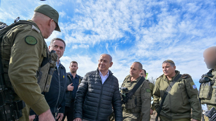 נתניהו וכ''ץ בגבול סוריה (צילום: קובי גדעון/לע''מ)