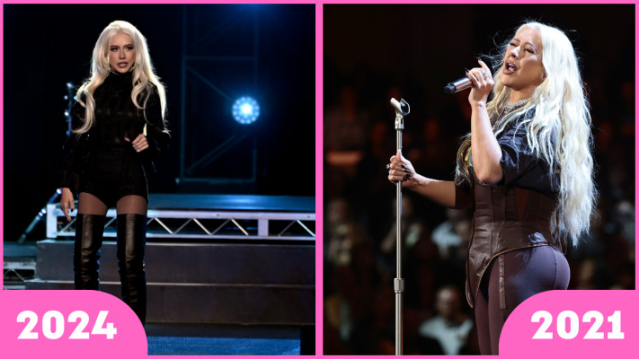 כריסטינה אגילרה אז והיום (צילום: Dimitrios Kambouris/Getty Images,Bryan Steffy/Getty Images)