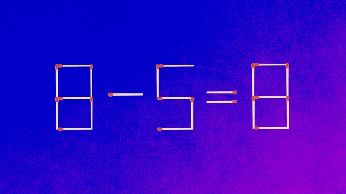 עליכם להזיז רק שני גפרורים כדי לפתור את התרגיל