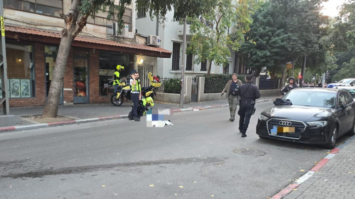 זירת הירי בתל אביב (צילום: תיעוד מבצעי מד''א)