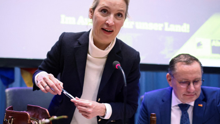 ישיבת מפלגת הימין הקיצוני AFD בגרמניה לאחר הבחירות (צילום: רויטרס)