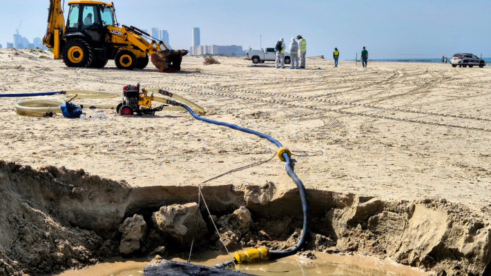 תרגיל רב זרועי להתמודדות עם זיהום ים בתרחיש פגיעה באחת מאסדות הגז (צילום:  אקואושן)