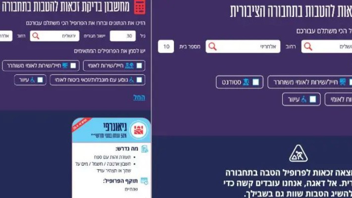 בניינים סמוכים - זכאות שונה (צילום: צילום מסך מאתר בדיקת הזכאות של ״צדק תחבורתי״)